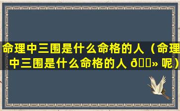 命理中三围是什么命格的人（命理中三围是什么命格的人 🌻 呢）